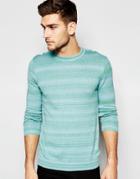 Asos Crew Neck Sweater In Blue Twist Cotton - Blue