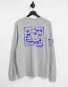 Nike Mechanic Air Back Print Long Sleeve T-shirt In Gray Heather