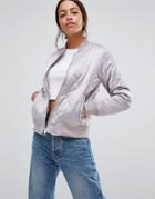 New Look Diamond Quilted Bomber - Gray