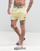 Ellesse Swim Shorts In Yellow With Logo Waistband - Yellow