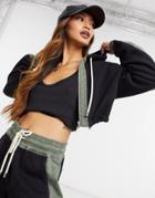 Derek Lam 10 Crosby Coordinating Color Block Cropped Hoodie In Black