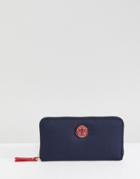 Tommy Hilfiger Zip Around Purse With Metal Logo - Black