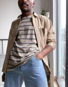 Weekday Relaxed Stripe T-shirt In Beige-neutral