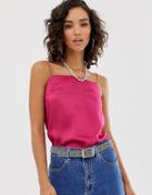 Na-kd Satin Cami Top In Pink - Pink