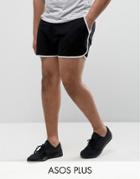 Asos Plus Runner Jersey Shorts In Super Short Length - Black
