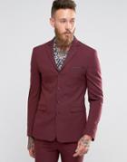 Asos Super Skinny Four Button Suit Jacket In Berry - Purple
