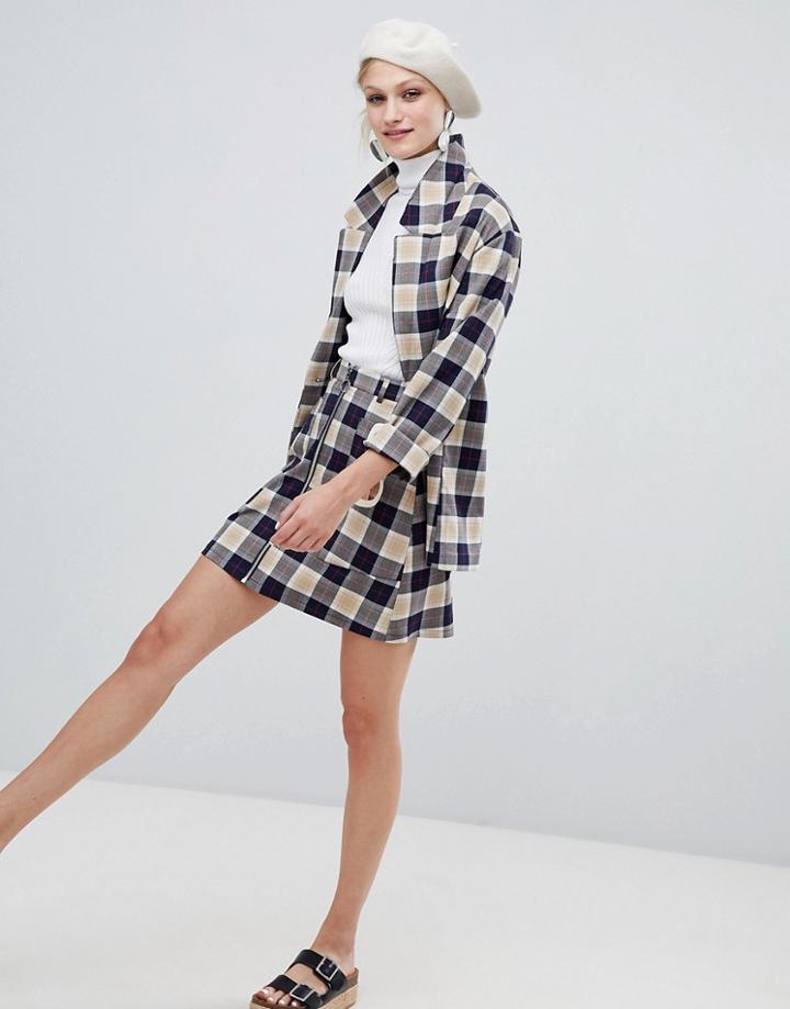 Monki Check A-line Mini Skirt - Multi