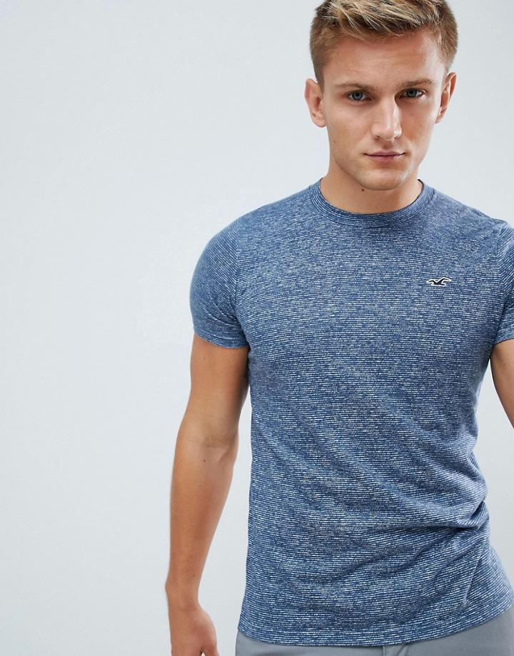 Hollister Muscle Fit Icon Logo T-shirt In Navy Marl - Navy