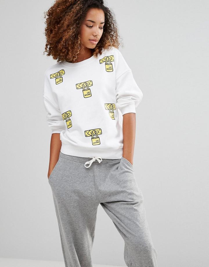 Love Moschino Lock Print Sweatshirt - White