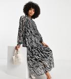 River Island Maternity Printed Smock Midi Dress In Black