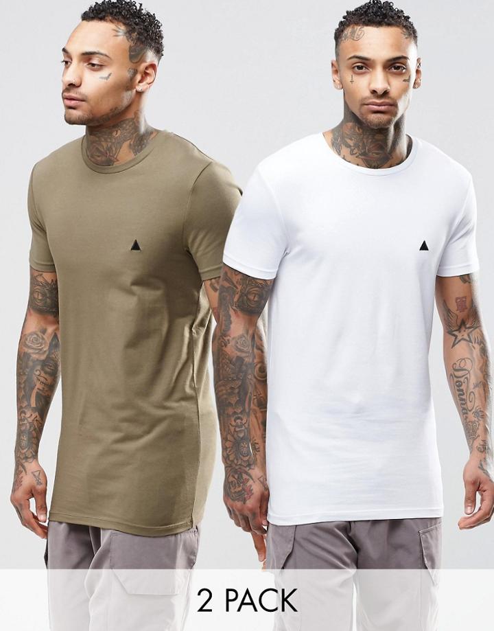 Asos 2 Pack Longline Muscle T-shirt With Logo Save 15%