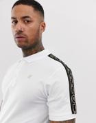 Siksilk Polo Shirt In White With Gold Side Stripe - White