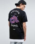 Asos Super Longline T-shirt With Snake Print And Hem Extender - Black