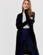 Qed London Longline Cardigan In Twisted Yarn - Navy