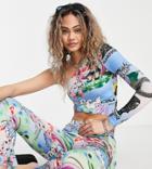 Collusion Graphic Print One Shoulder Top In Multi - Part Of A Set