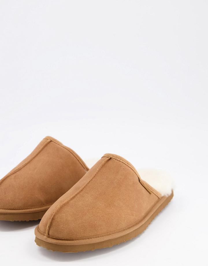 Redfoot Sheepskin Mule Slippers In Tan-brown
