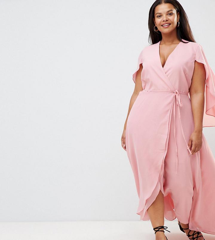 Alice & You Plus Frill Wrap Maxi Dress - Pink