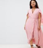 Alice & You Plus Frill Wrap Maxi Dress - Pink