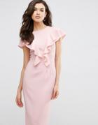Asos Tall Ruffle Front Wiggle Dress - Pink