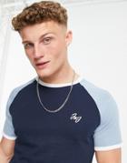 Jack & Jones Contrast Crew Neck T-shirt In Navy