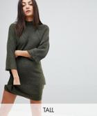 Noisy May Tall High Neck Knitted Dress - Green