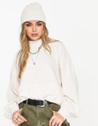 Topshop Velour Cord Sweatshirt In Cream-white
