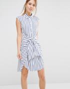 Closet Stripe Tie Front Dress - Multi