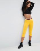 Asos Over The Knee Leggings With Tipped Elastic Waistband - Yellow