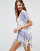 Surf Gypsy Tie Dye Tassel Beach Cover Up - Multi