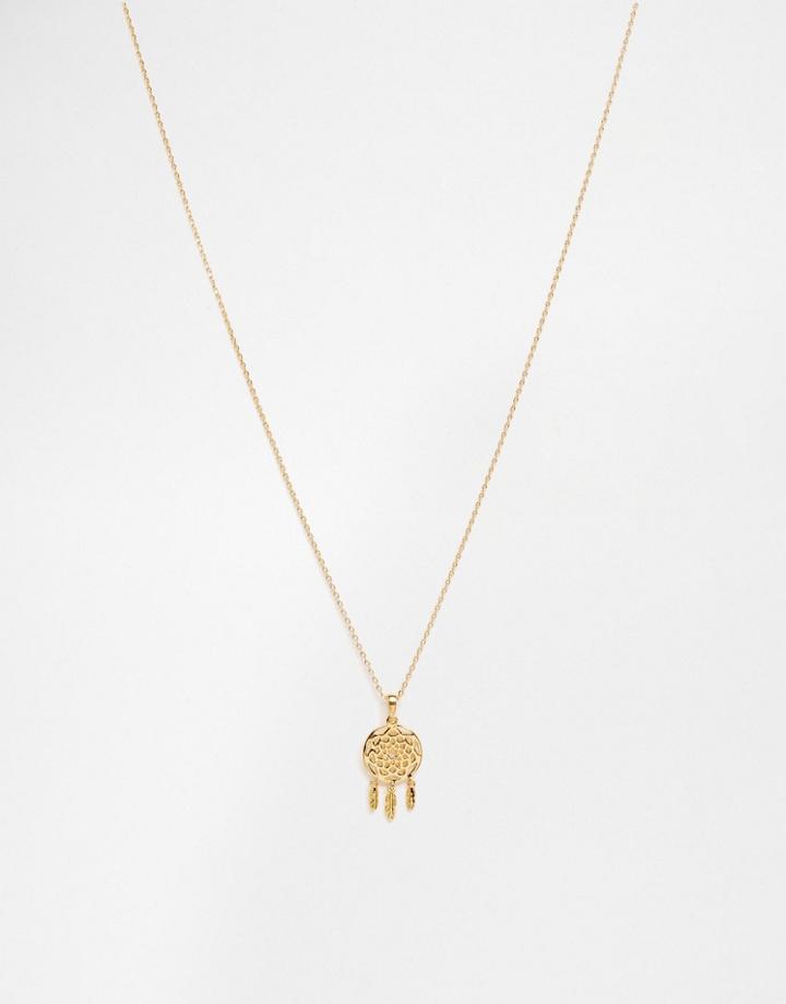 Orelia Dreamcatcher Pendant Necklace - Pale Gold