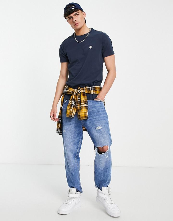 Pretty Green Mitchell Logo T-shirt In Navy