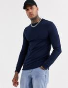 Asos Design Muscle Sweatshirt In Navy