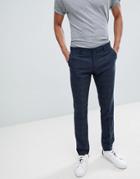 Selected Homme Skinny Suit Pants In Navy Check With Stretch - Navy
