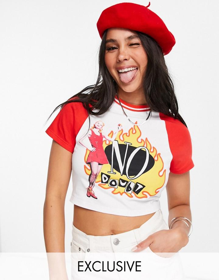 Reclaimed Vintage Inspired Licenced No Doubt Raglan T-shirt In White