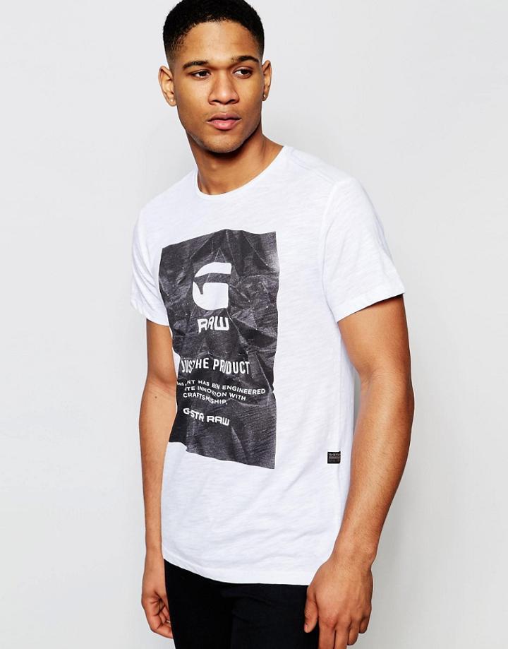 G-star Camo Logo Print T-shirt - White