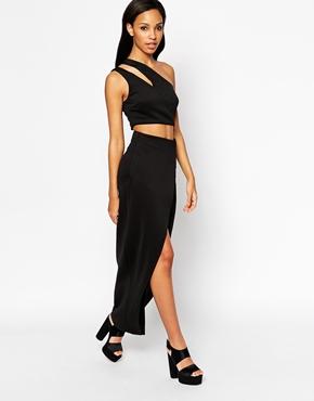Asos 2 Piece Cut Away Scuba Maxi Dress - Black