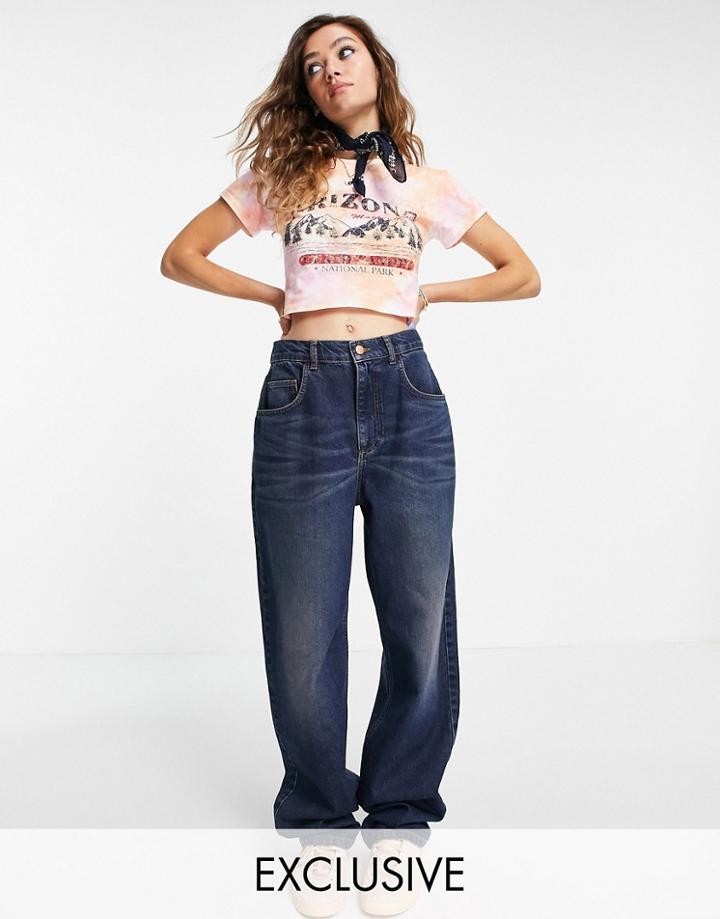Reclaimed Vintage Inspired 90s Dad Jeans In Dark Blue Wash-blues