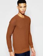 Pull & Bear Sweater In Textured Knit In Rust - Brown