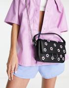 Skinnydip Crossbody Bag In Black With Pastel Daisy Embellishment