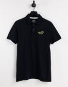 Hollister Exploded Rubber Icon Pique Polo In Black