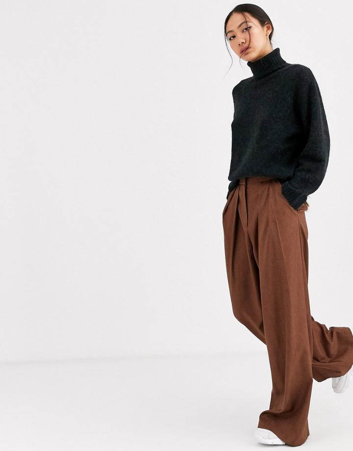 Asos White Brown Pleat Front Pants