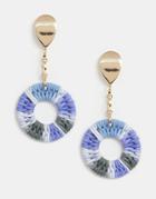 Asos Design Earrings With Colorful Woven Open Circle Drop In Gold Tone - Gold