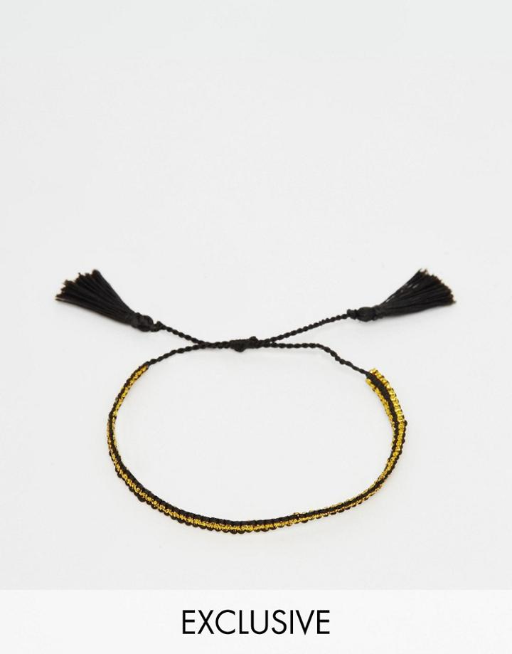 Reclaimed Vintage Tassel Bracelet - Black