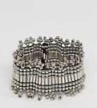 Asos Design Curve Exclusive Burnished Bead Stretch Bracelet - Silver