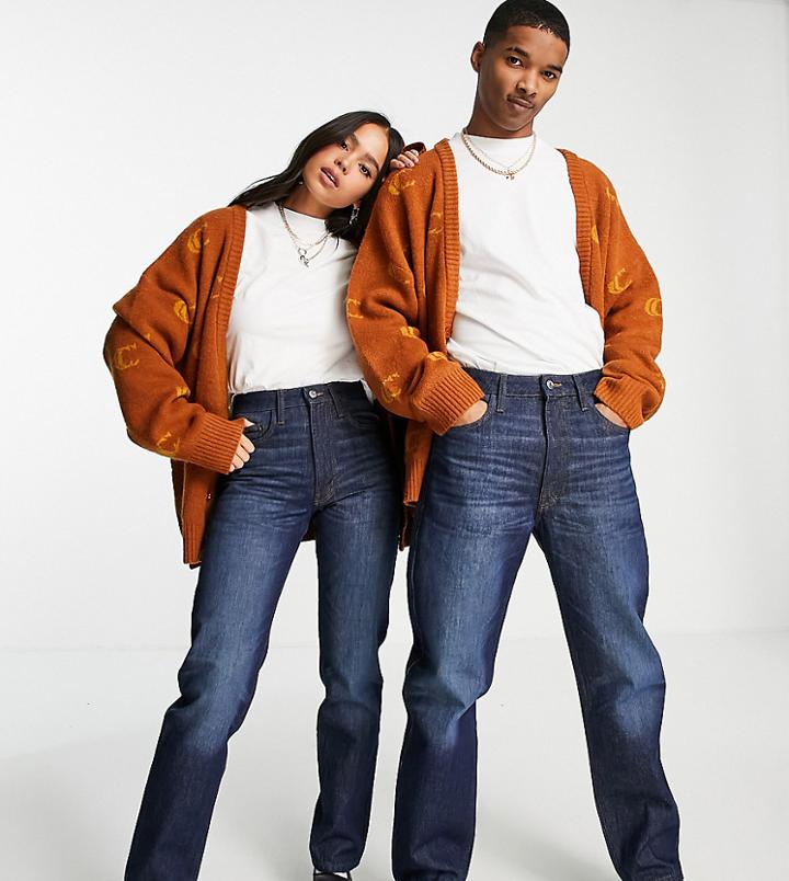 Collusion X000 Unisex 90s One Glass One Garment Straight Leg Jeans In Blue-blues