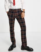 Twisted Tailor Greco Skinny Suit Pants In Black And Red Check