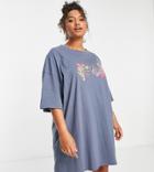 Asos Design Curve Oversized T-shirt Dress With F*k It Logo In Charcoal-gray