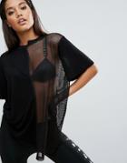 Missguided Londunn Spliced Mesh And Jersey T-shirt - Black