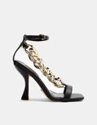Topshop Chain Detail Heeled Sandals In Black