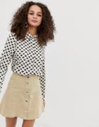 Brave Soul Heart Print Long Sleeved Shirt - Cream